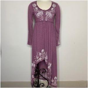 Johnny Was Purple Floral Embroidered Dress